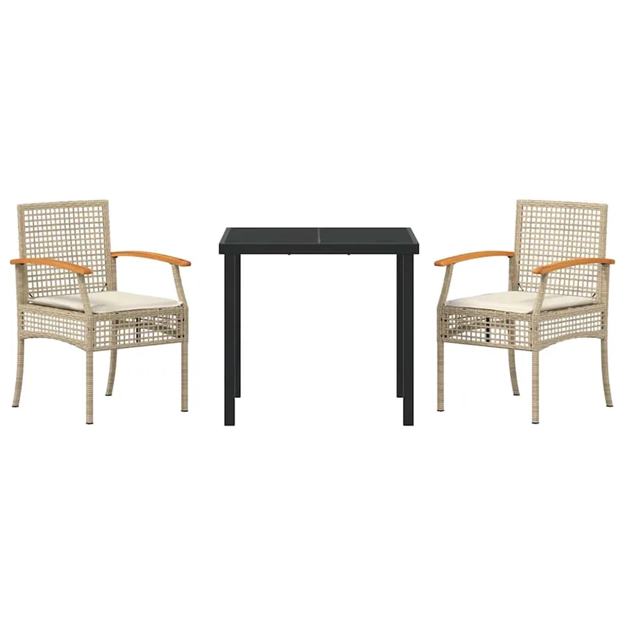 Ensemble de salle à manger pour jardin 3 pcs Beige et Noir - 7