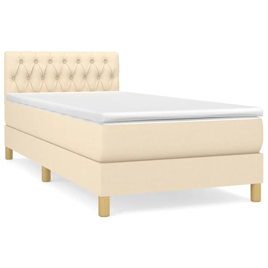 Sommier à lattes de lit avec matelas Crème 80x200 cm Tissu - 2