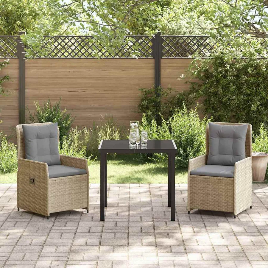 Ensemble de salle à manger pour jardin 3 pcs polyrotin - 4