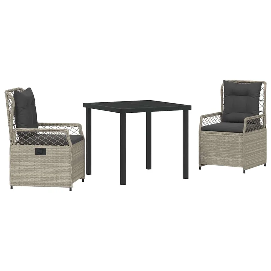 Ensemble de salle à manger pour jardin 3 pcs Gris clair - 2