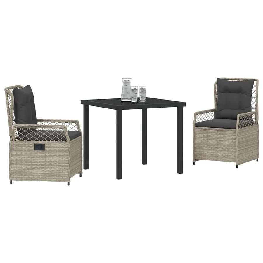 Ensemble de salle à manger pour jardin 3 pcs Gris clair - 3