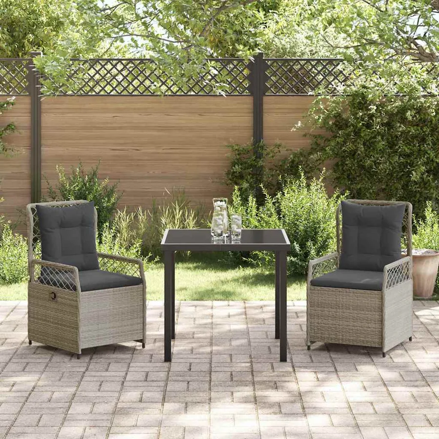 Ensemble de salle à manger pour jardin 3 pcs Gris clair - 4