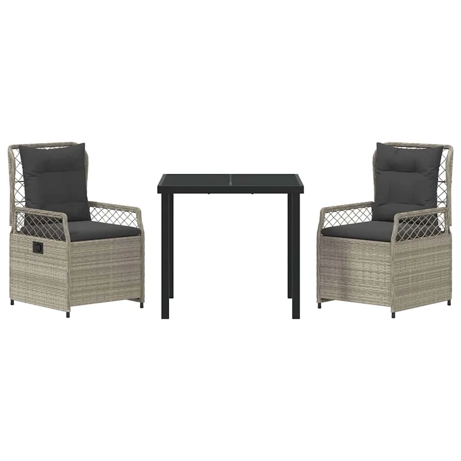 Ensemble de salle à manger pour jardin 3 pcs Gris clair - 7
