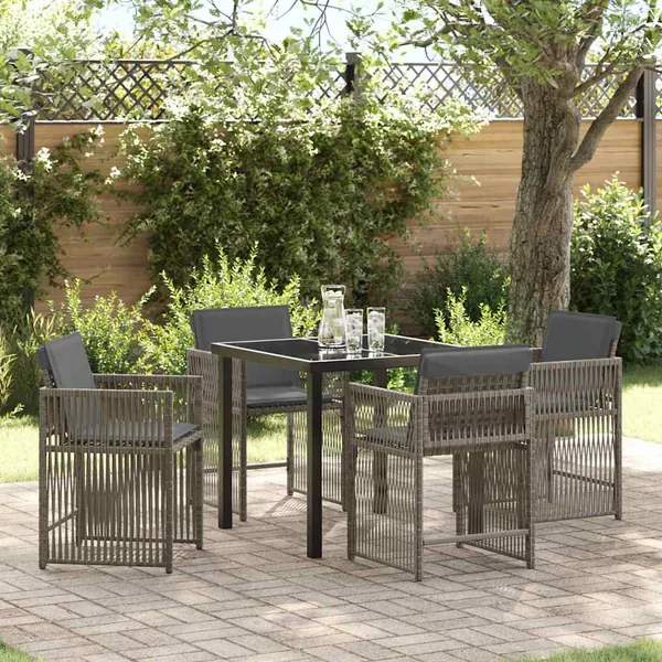 Ensemble de salle à manger pour jardin 5 pcs Gris polyrotin