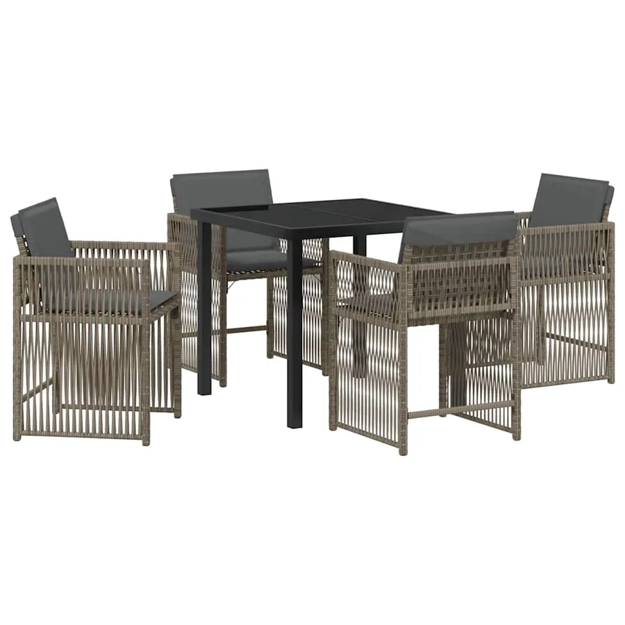 Ensemble de salle à manger pour jardin 5 pcs Gris polyrotin - 2