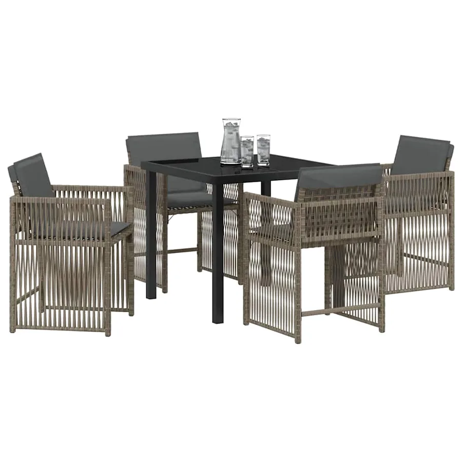 Ensemble de salle à manger pour jardin 5 pcs Gris polyrotin - 3