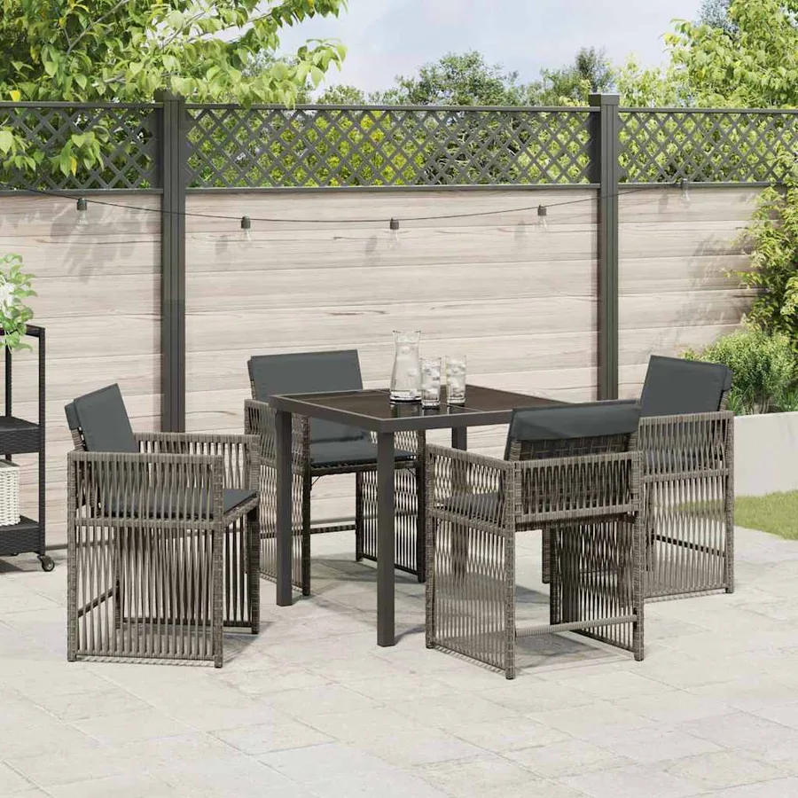 Ensemble de salle à manger pour jardin 5 pcs Gris polyrotin - 4