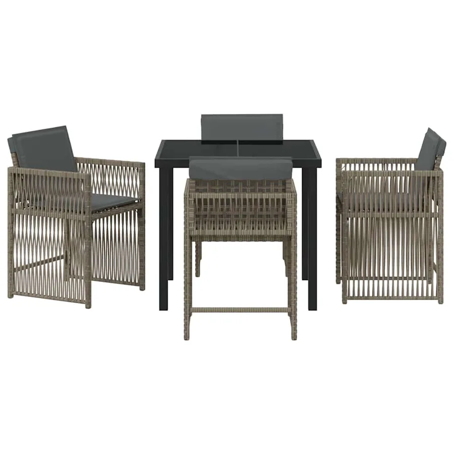 Ensemble de salle à manger pour jardin 5 pcs Gris polyrotin - 7