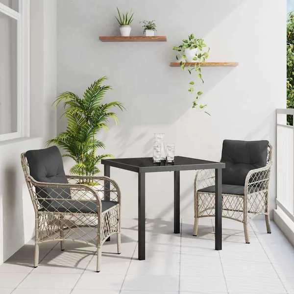 Ensemble de salle à manger pour jardin 3 pcs Gris clair