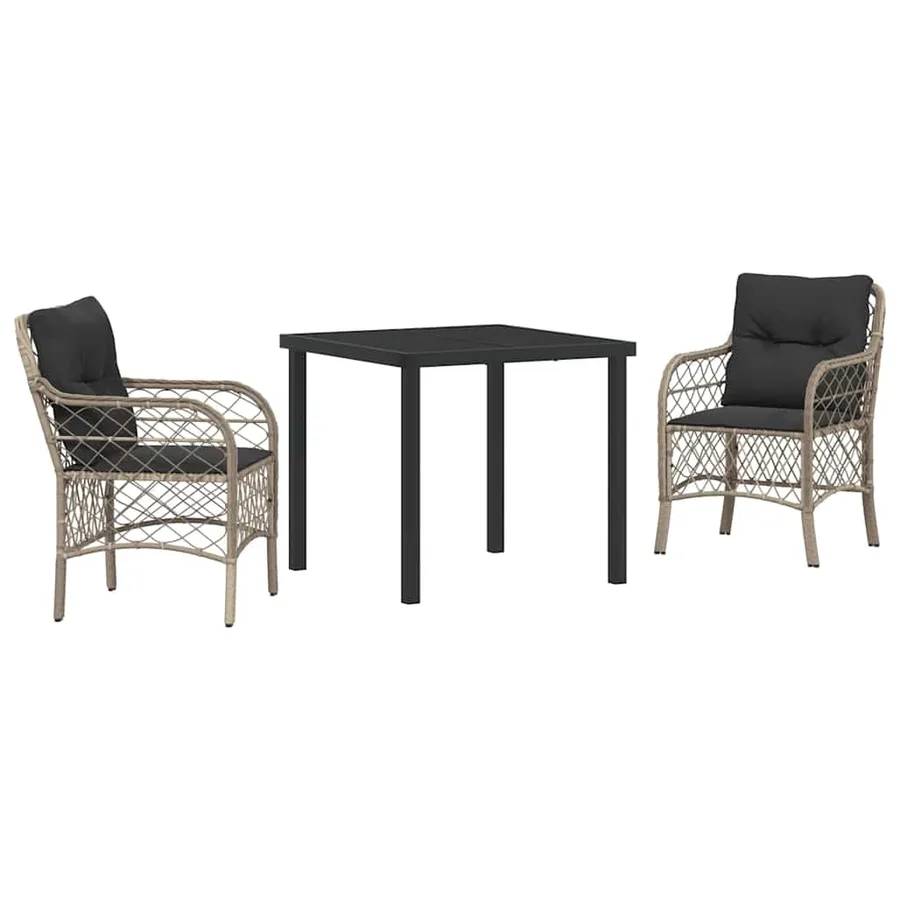 Ensemble de salle à manger pour jardin 3 pcs Gris clair - 2