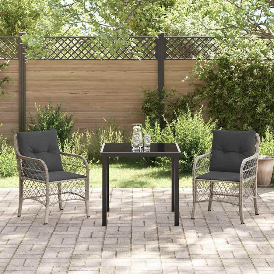 Ensemble de salle à manger pour jardin 3 pcs Gris clair - 4