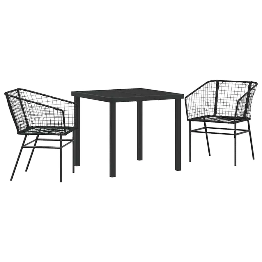 Ensemble de salle à manger pour jardin 3 pcs Noir polyrotin - 2