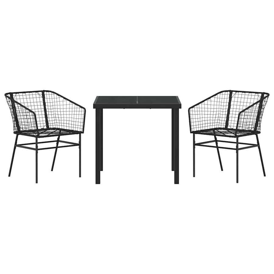 Ensemble de salle à manger pour jardin 3 pcs Noir polyrotin - 7