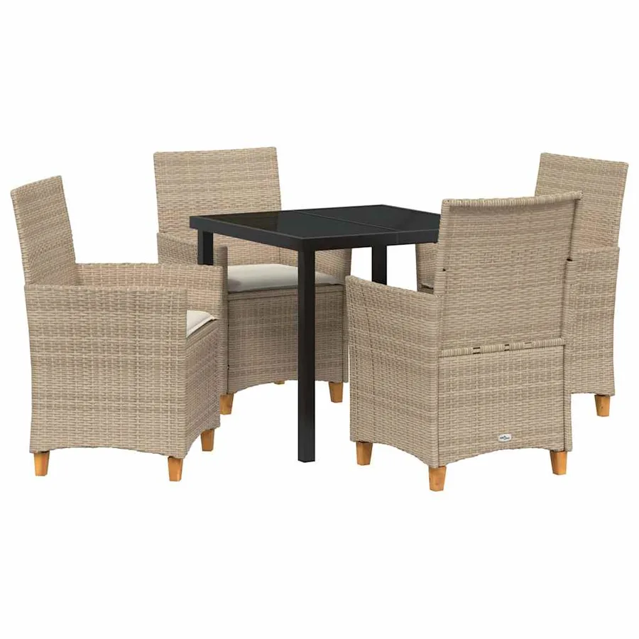 Ensemble de salle à manger pour jardin 5 pcs Beige polyrotin - 2