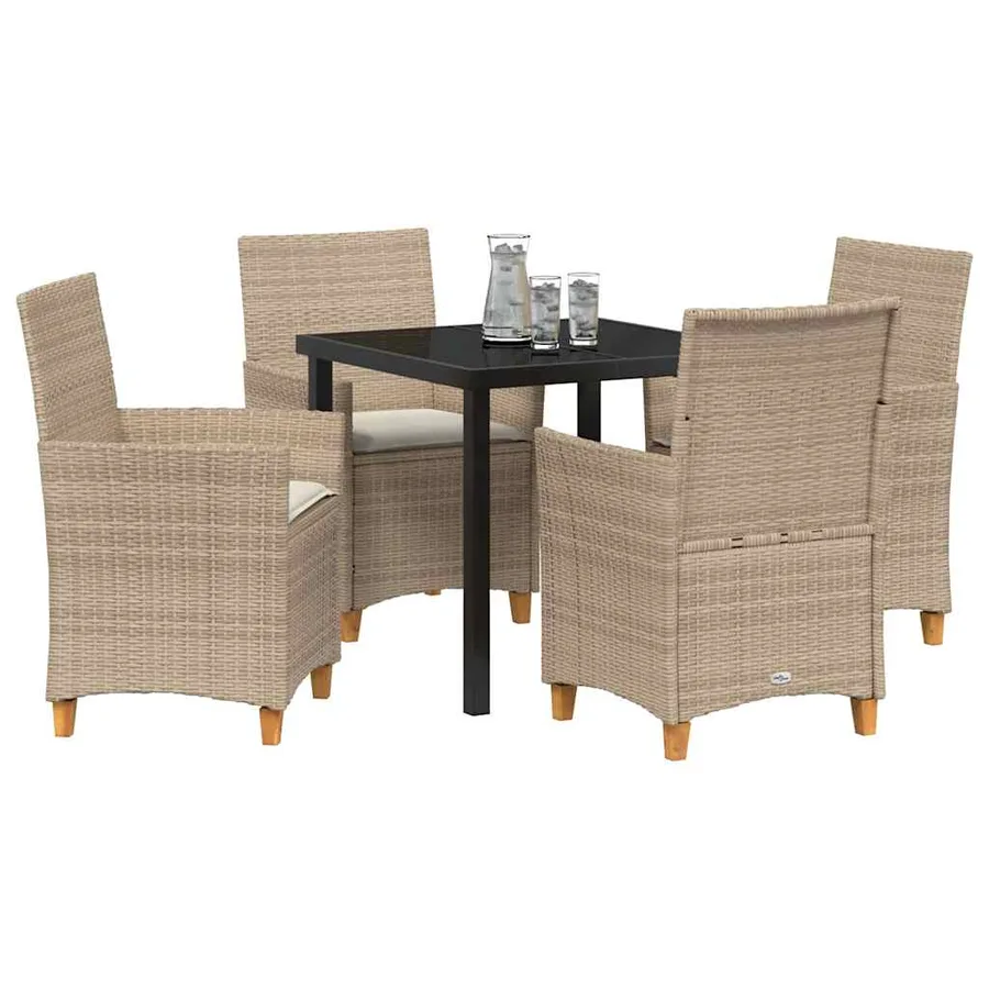 Ensemble de salle à manger pour jardin 5 pcs Beige polyrotin - 3