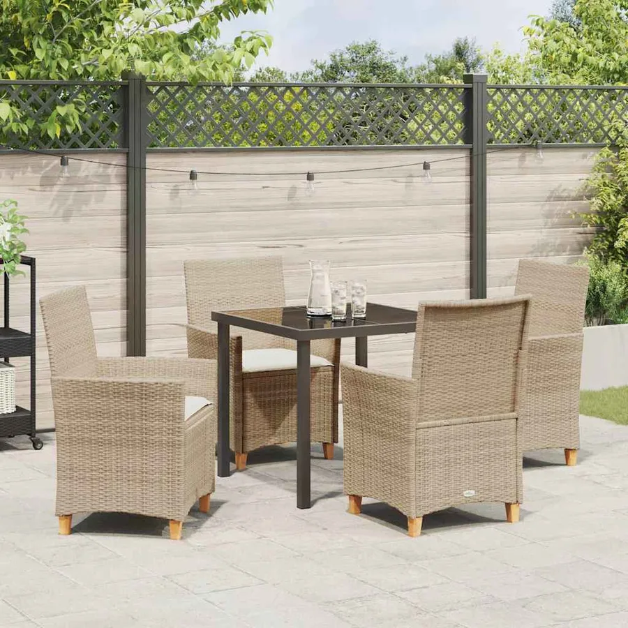 Ensemble de salle à manger pour jardin 5 pcs Beige polyrotin - 4