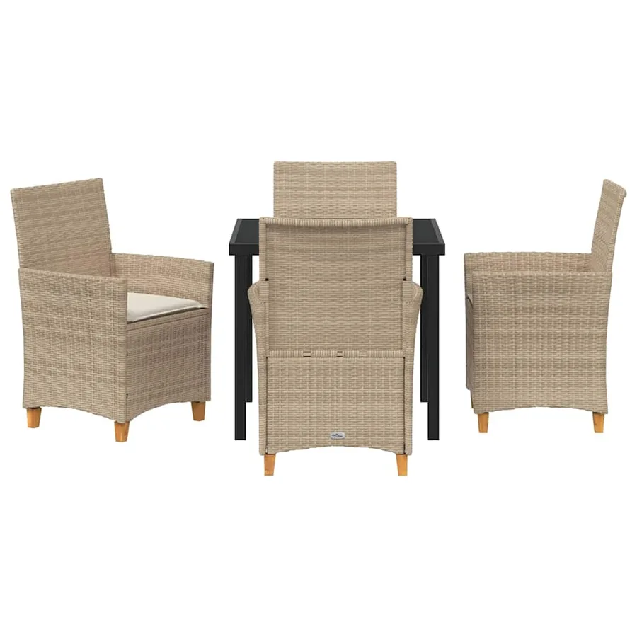 Ensemble de salle à manger pour jardin 5 pcs Beige polyrotin - 7