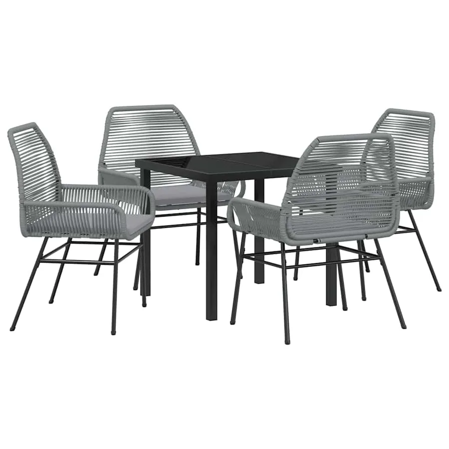 Ensemble de salle à manger pour jardin 5 pcs Gris polyrotin - 2