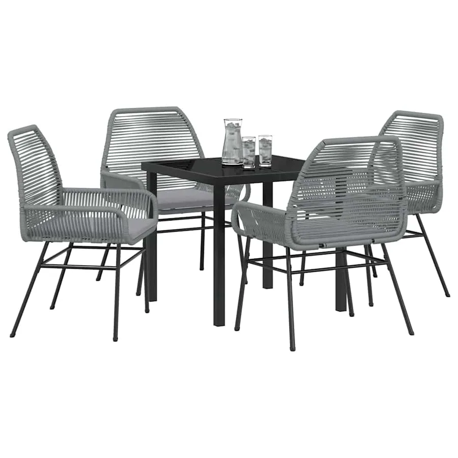 Ensemble de salle à manger pour jardin 5 pcs Gris polyrotin - 3
