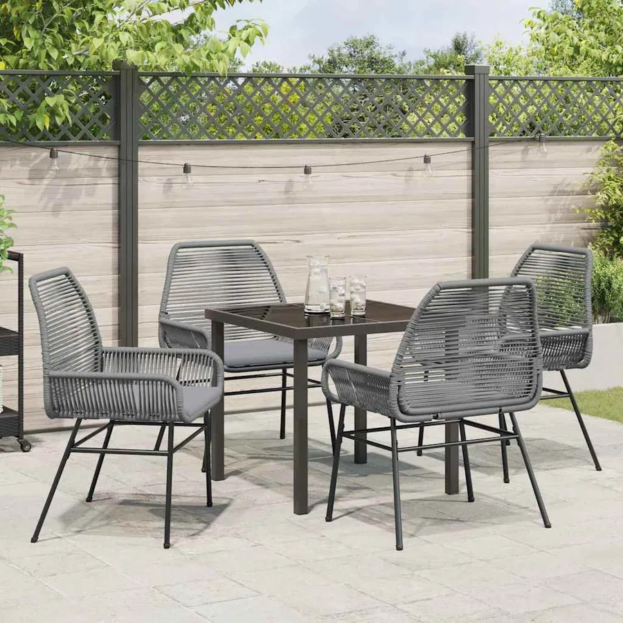 Ensemble de salle à manger pour jardin 5 pcs Gris polyrotin - 4