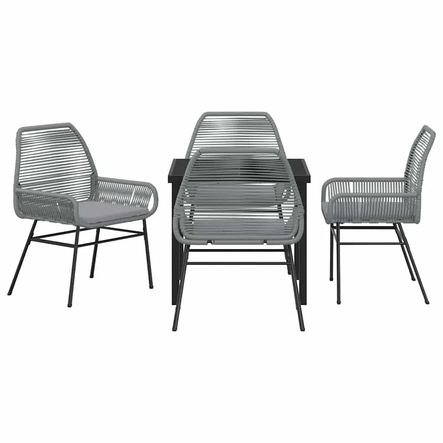Ensemble de salle à manger pour jardin 5 pcs Gris polyrotin - 7