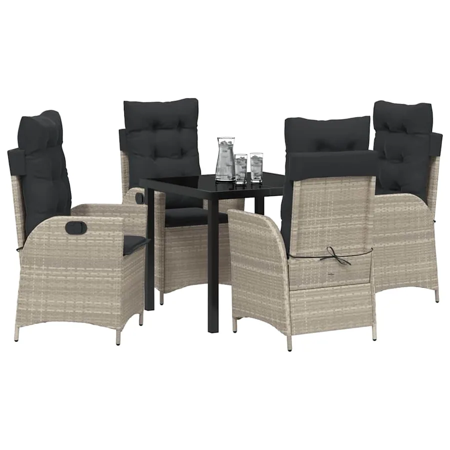 Ensemble de salle à manger pour jardin 5 pcs Gris clair - 3
