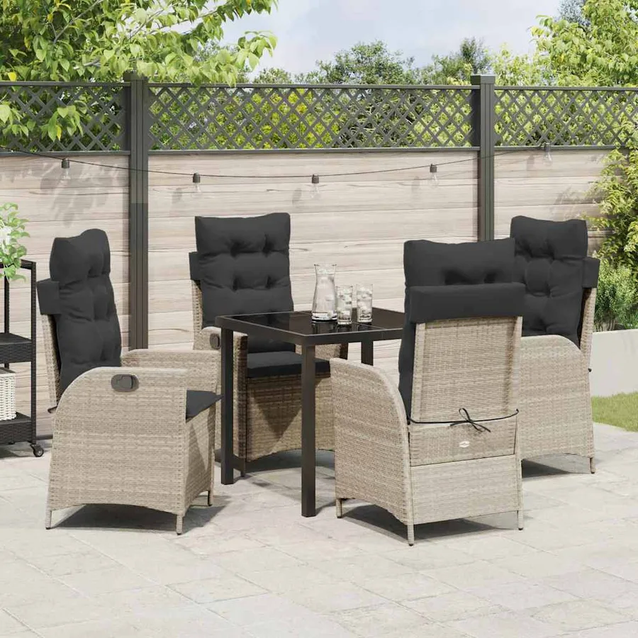 Ensemble de salle à manger pour jardin 5 pcs Gris clair - 4