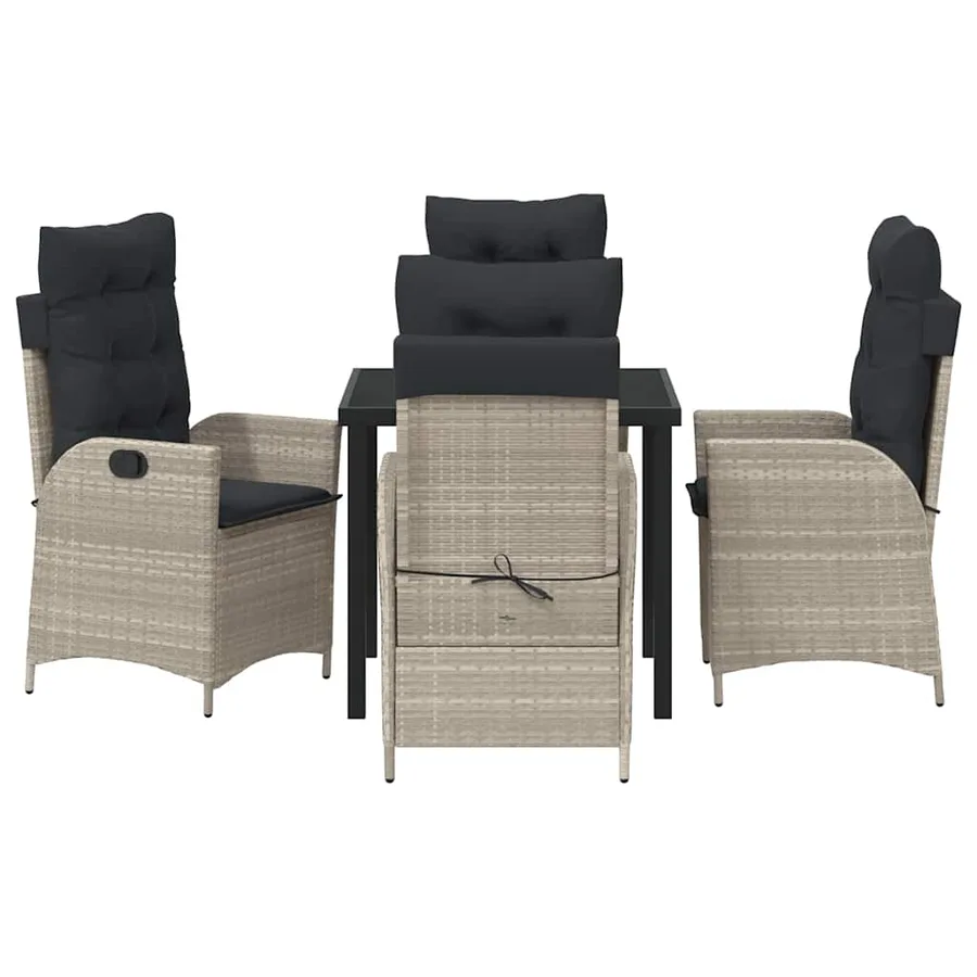 Ensemble de salle à manger pour jardin 5 pcs Gris clair - 7