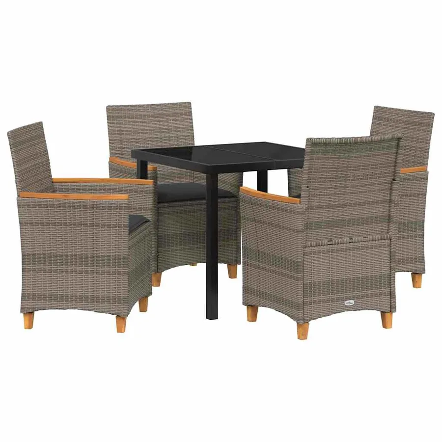 Ensemble de salle à manger pour jardin 5 pcs Gris polyrotin - 2