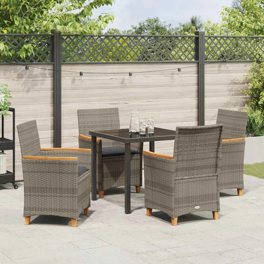 Ensemble de salle à manger pour jardin 5 pcs Gris polyrotin - 4