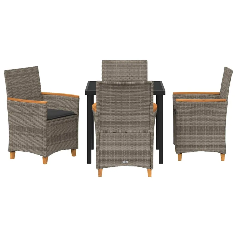 Ensemble de salle à manger pour jardin 5 pcs Gris polyrotin - 7