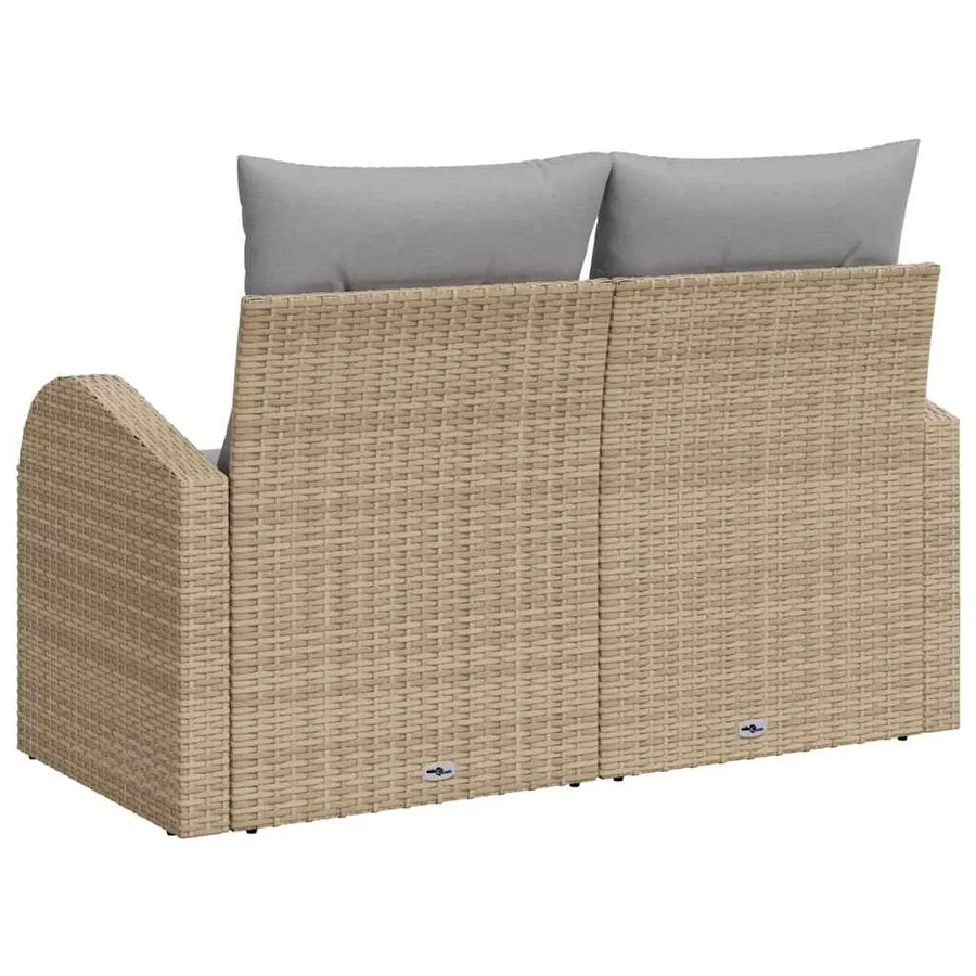 Canapé de jardin avec coussin Beige 124 x 62 x 69cm polyrotin - 4