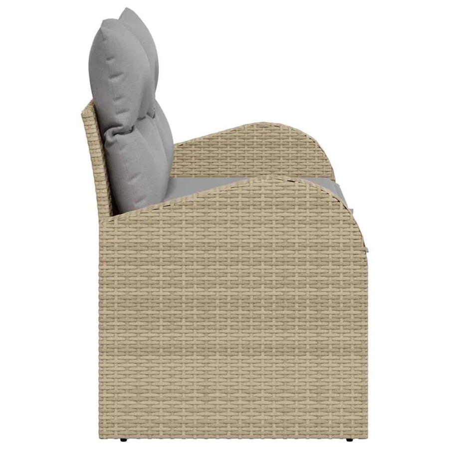 Canapé de jardin avec coussin Beige 124 x 62 x 69cm polyrotin - 5