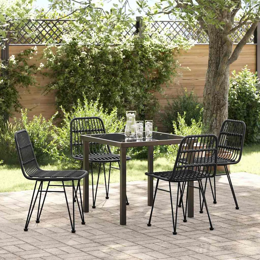 Ensemble de salle à manger pour jardin 5 pcs Noir