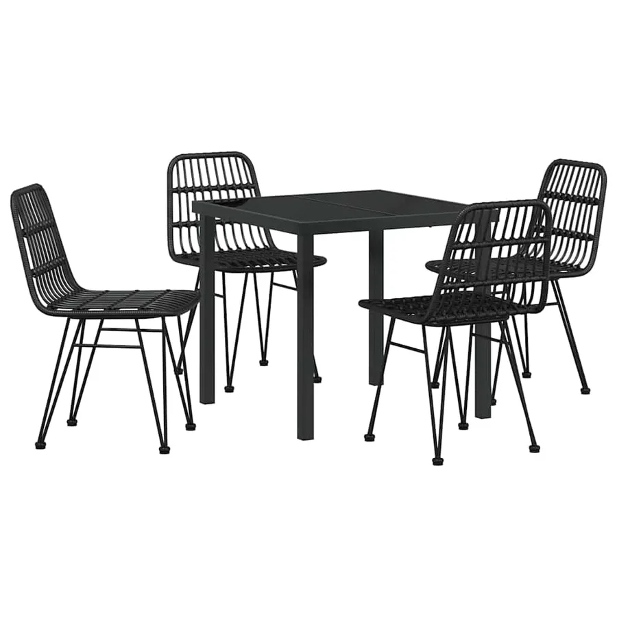 Ensemble de salle à manger pour jardin 5 pcs Noir - 2