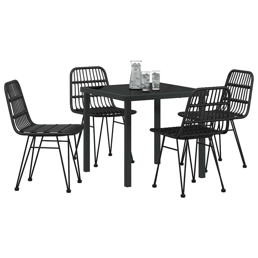 Ensemble de salle à manger pour jardin 5 pcs Noir - 3