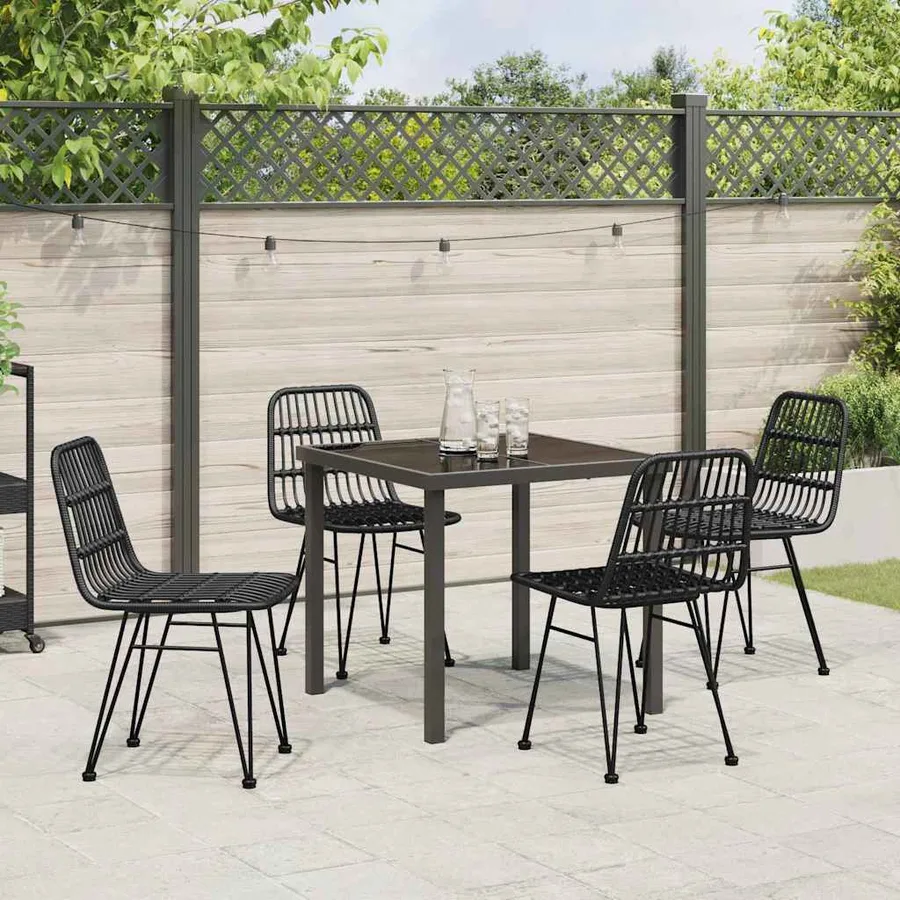 Ensemble de salle à manger pour jardin 5 pcs Noir - 4