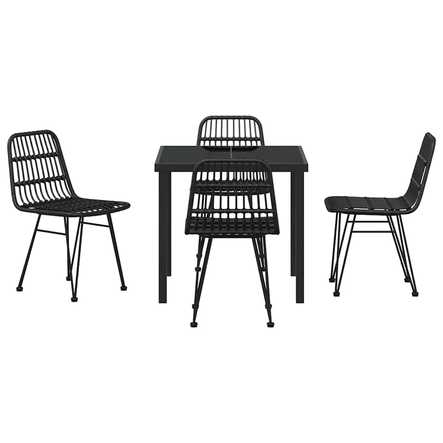 Ensemble de salle à manger pour jardin 5 pcs Noir - 7