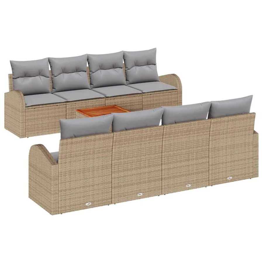 Ensemble de canapé de jardin 9 pcs Beige et Gris clair - 2