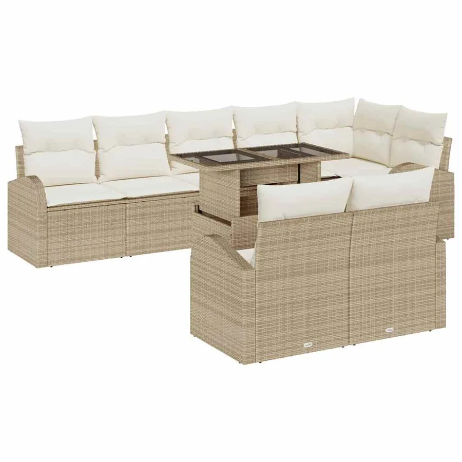 Ensemble de canapé de jardin 9 pcs Beige Poly rotin - 2