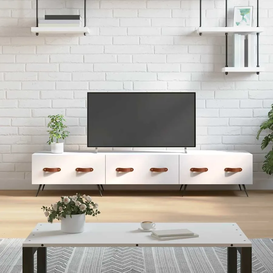Meuble TV blanc 150x36x30 cm bois d'ingénierie
