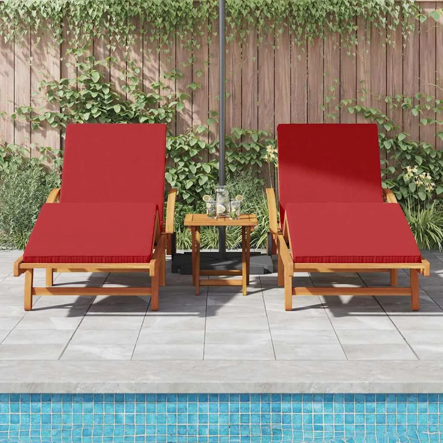 Transat 3 pcs Rouge 200 x 67 x 84 cm Bois d'Acacia Massif - 3