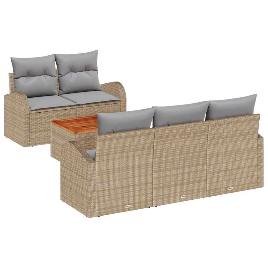 Ensemble de canapé de jardin 6 pcs Beige et Gris clair - 2