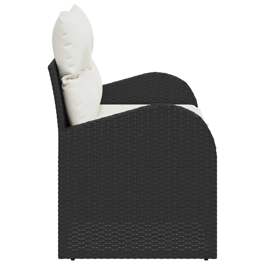 Canapé de jardin avec coussin Noir 124 x 62 x 69cm polyrotin - 5