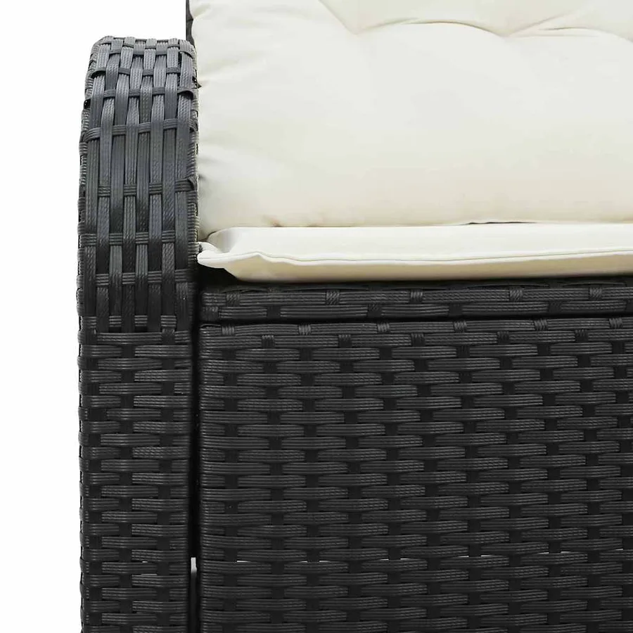 Canapé de jardin avec coussin Noir 124 x 62 x 69cm polyrotin - 6