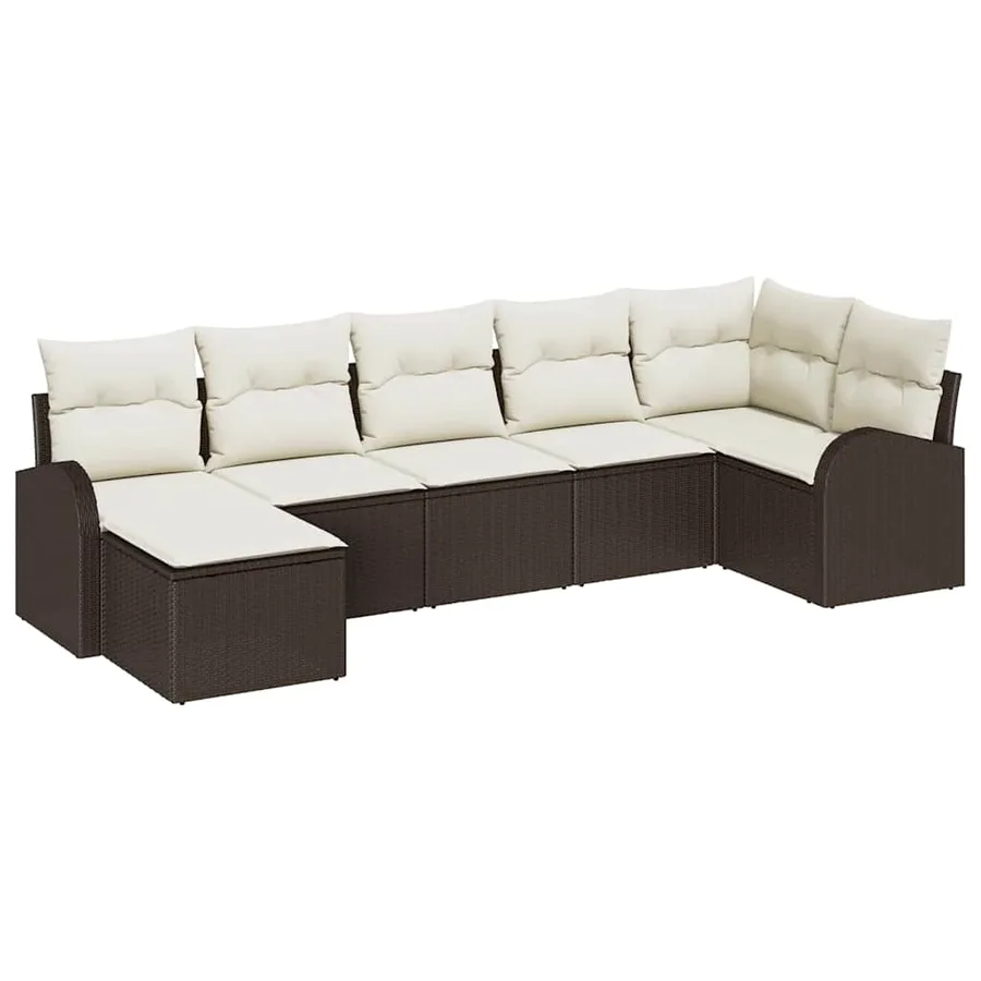 Ensemble de Canapés avec coussin 7 pcs Marron polyrotin - 2