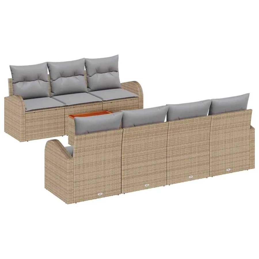 Ensemble de canapé de jardin 8 pcs Beige et Gris clair - 2