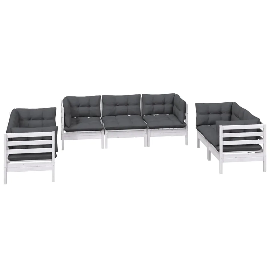 Salon de jardin 7 pcs avec coussins bois de pin massif - 3