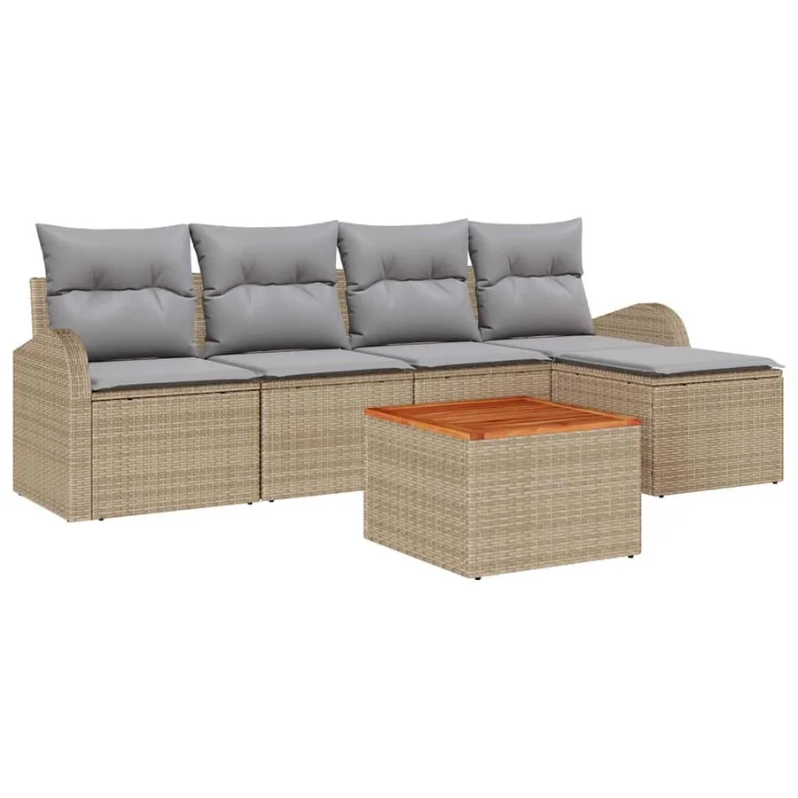 Ensemble de canapé de jardin 6 pcs Beige et Gris clair - 2