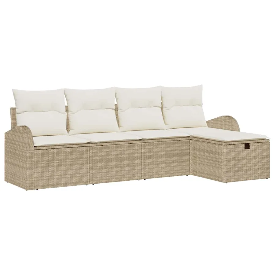 Ensemble de canapé de jardin 5 pcs Beige Poly rotin - 2
